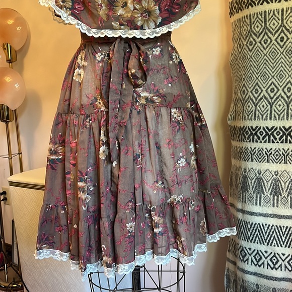 Vintage Gunne Sax A-Line Cotton-Blend Dress Cottagecore/Prairie - Picture 8 of 13